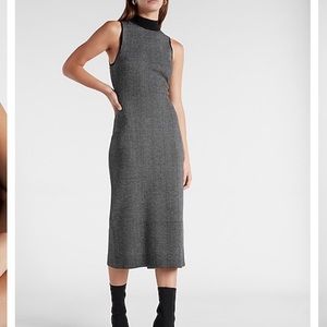 Express Herringbone Mock Neck Sleeveless Sweater Dress